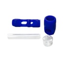Silicone Pipe with Glass Bowl and Glass Tube-Blue