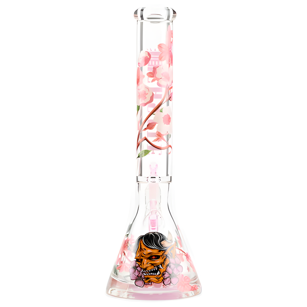 Cherry Blossom Glass Beaker Bong by Castle Glassworks – 16 Inch Premium Borosilicate-Back