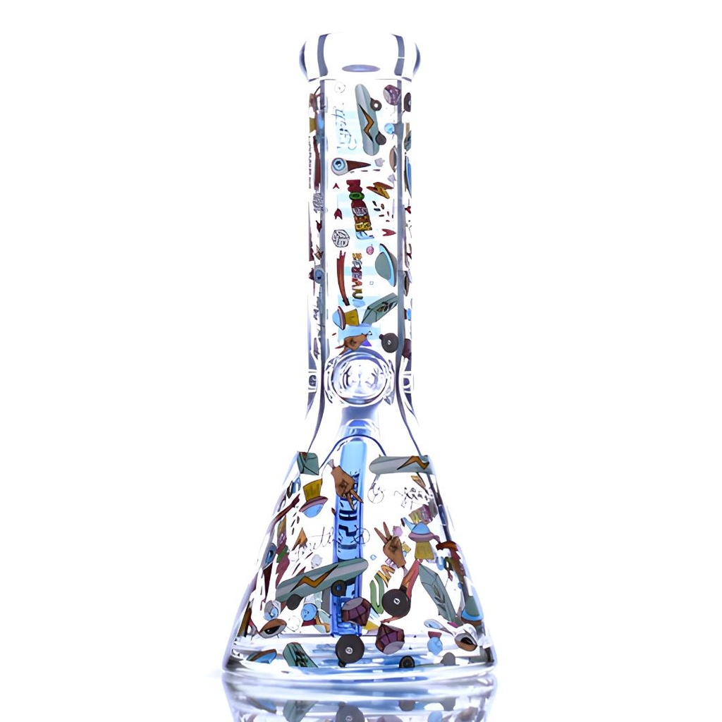 Flash Art 12 Inch Thick Glass Beaker Bong from Castle Glassworks - Back