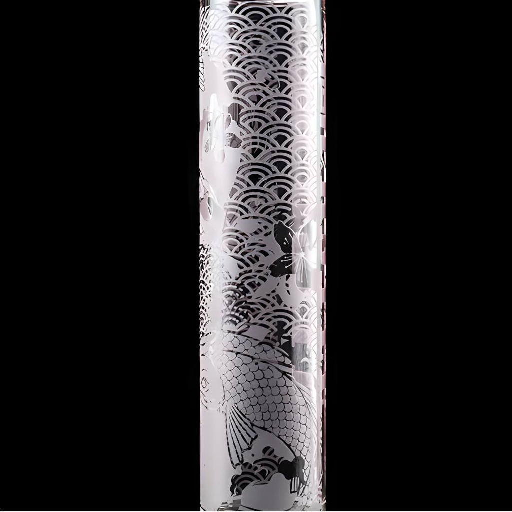 Castle Glassworks Koi Fish 16" Laser Etched Beaker Bong - 9mm Thick Borosilicate Glass - Tube