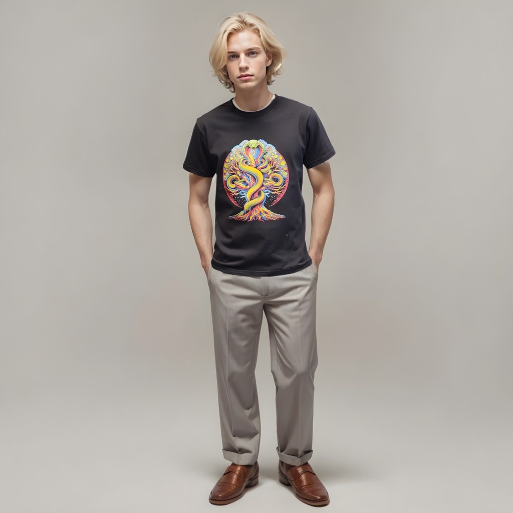 3D Psychedelic Cobra Sacred Tree T-Shirt | Organic Cotton | Sanctum Fashion - full