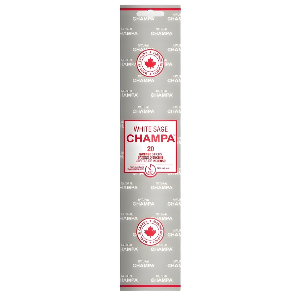 White Sage Champa 11-Inch Natural Incense Sticks – Pack of 20 for Aromatic Bliss