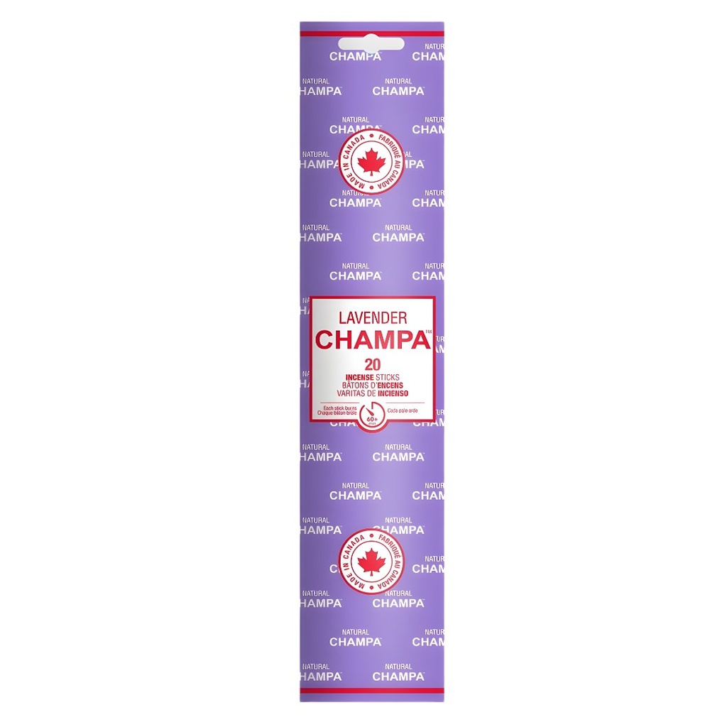 Bâtonnets d'Encens Lavande Champa de 11 Pouces – Pack Aromatique Apaisant de 20