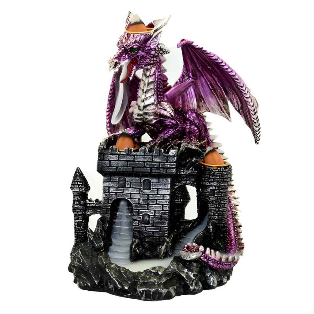 Majestic Dragon Castle Backflow Incense Burner - Triple Cone Waterfall Effect for Fantasy Enthusiasts