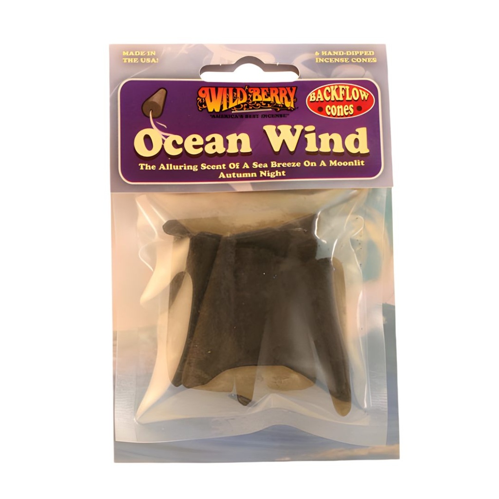 Conos de Incienso de Retorno Wildberry Viento Oceánico - Paquete de Seis - Aroma de Brisa Costera