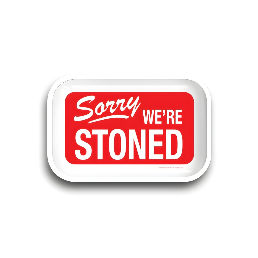 Bandeja Rodante de Metal "Sorry We're Stoned" – Audaz y Funcional