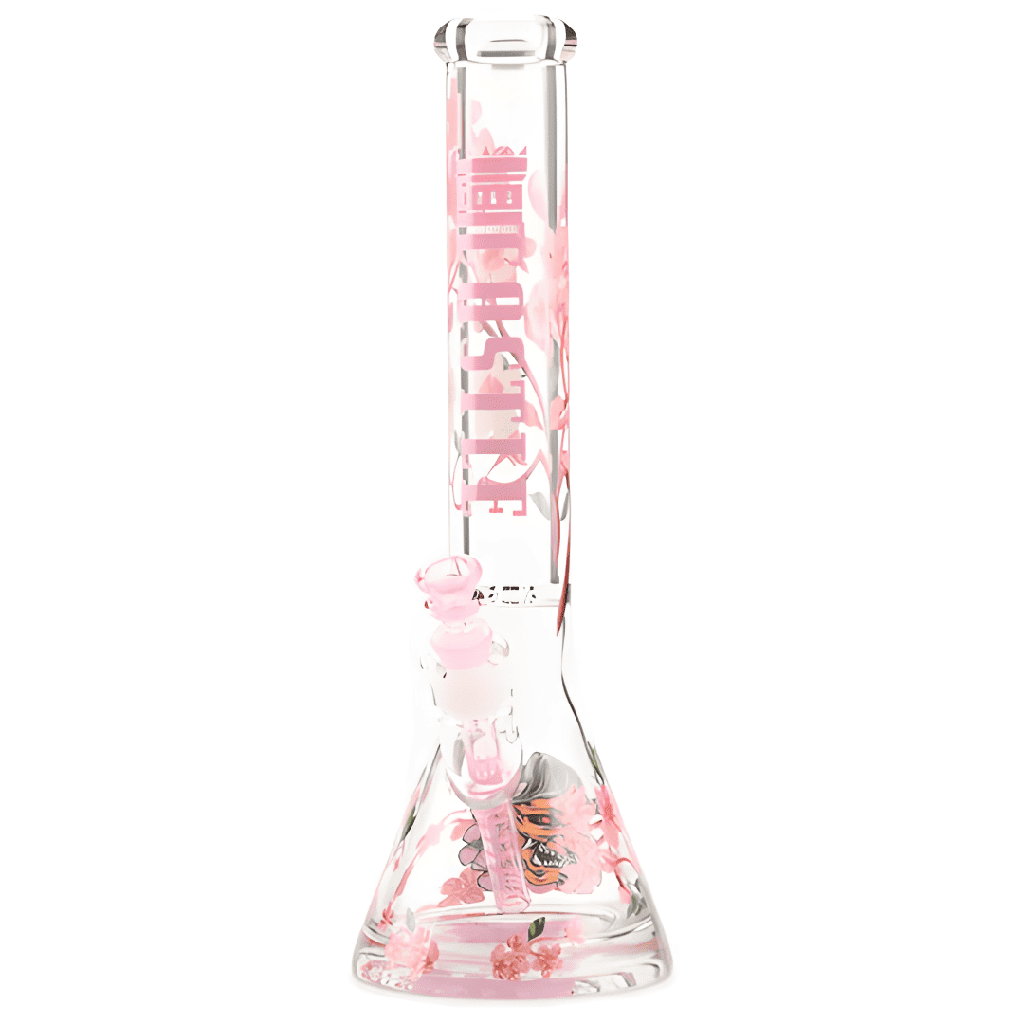 Cherry Blossom Glass Beaker Bong by Castle Glassworks – 16 Inch Premium Borosilicate