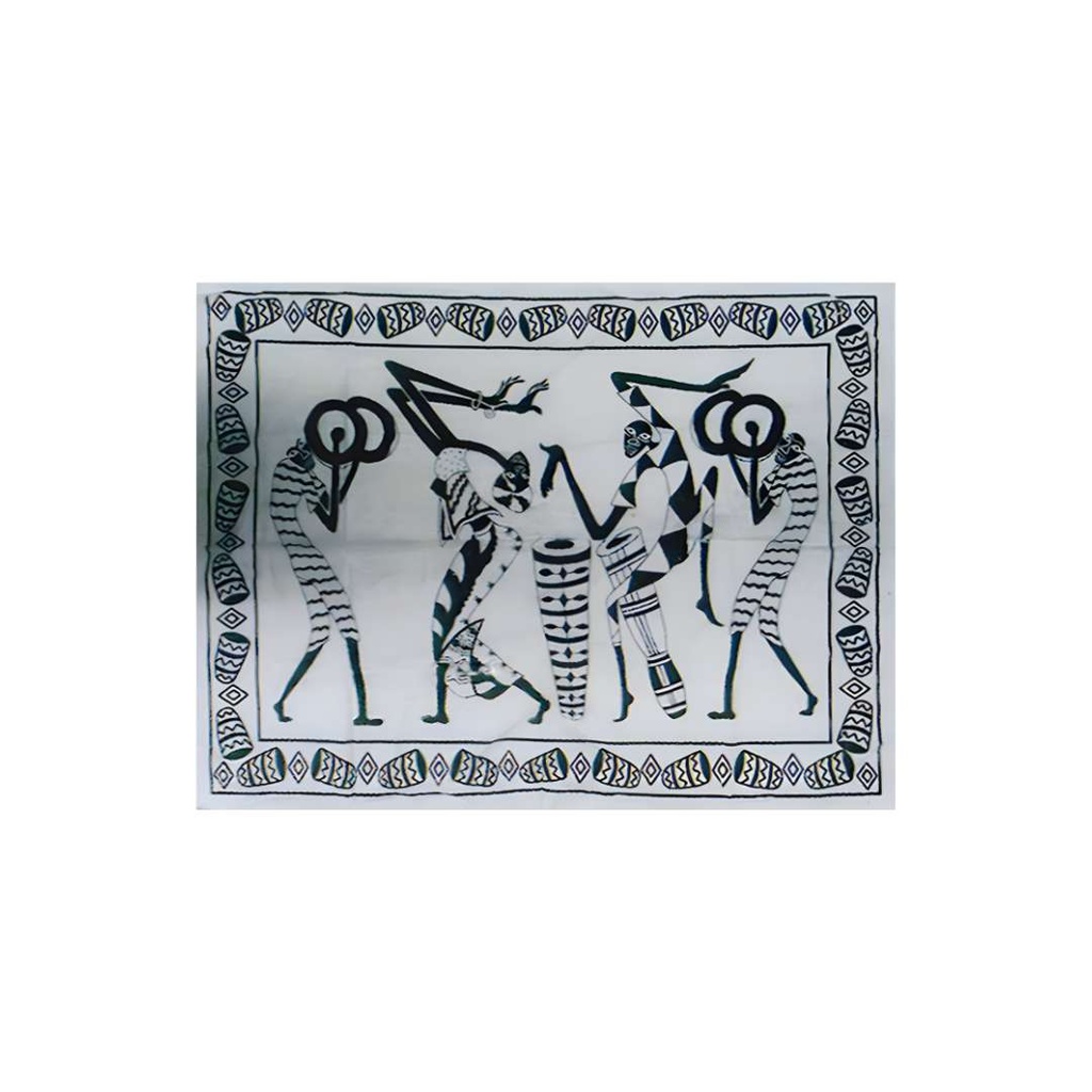 Tribal Dance Tapestry in Greyscale – Hand Drawn Tribal Clan Dance – 30x40 Inches