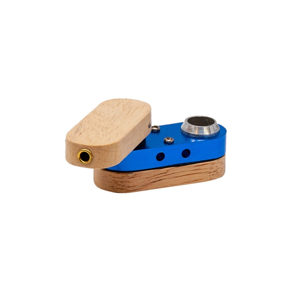 Portable Blue Metal and Wood Monkey Pipe | Compact Smoking Solution