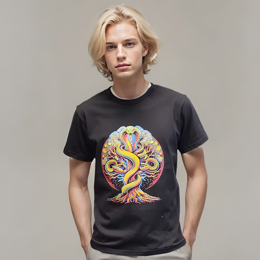 3D Psychedelic Cobra Sacred Tree T-Shirt | Organic Cotton | Sanctum Fashion
