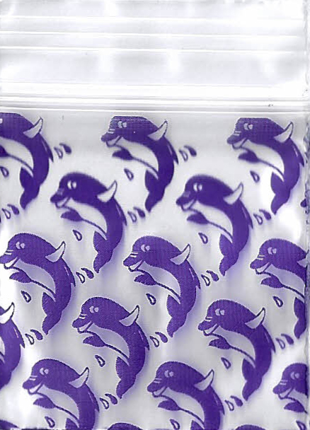 Purple Dolphins 1.25x1.25 Inch Plastic Baggies 1000 pcs.