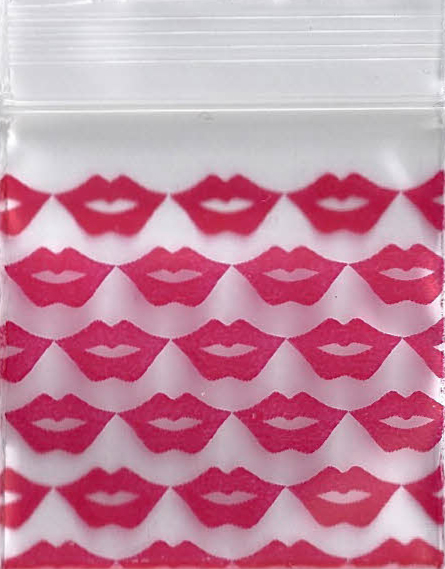 Red Lips 1.25x1.25 Inch Plastic Baggies 1000 pcs.