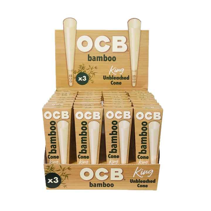 OCB Bamboo Pre-rolled Cone King Size - Unbleachead - Box of 32