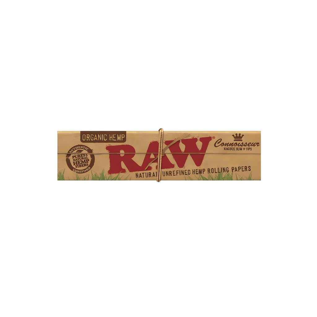 Raw Organic Hemp King Size Slim Connoisseur 110mm Rolling Paper with Tips