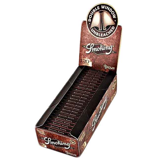 Smoking Brown Single Width Double Window 70mm Rolling Papers - Box of 25
