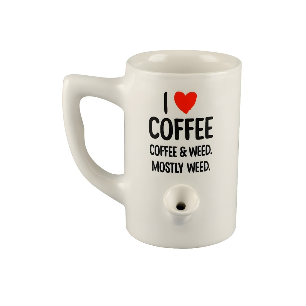 Wake & Bake 8oz Ceramic Pipe Mug - I Heart Coffee
