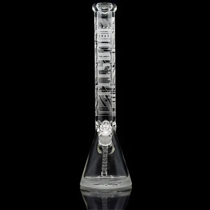 18 Inch 9mm Laser Lines Beaker Bong with Thick Base from Castle Glass