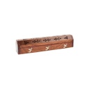 Box Wooden Coffin Incense Holder with Inlay -- OM