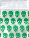 Sacs en plastique vert Alien de 1,25x1,25 pouces, 100 pièces.