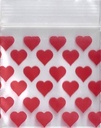 Sacs en plastique de 1,25x1,25 pouces avec des cœurs - 1000 pièces.
