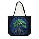 Enchanted Forest Double-Sided Tree of Life Techno Jute Tote Bag with Comfortable Rope Handle