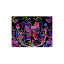 Mystic Butterfly UV Reactive Psychedelic Tapestry with Mushrooms - 51x60 Inches