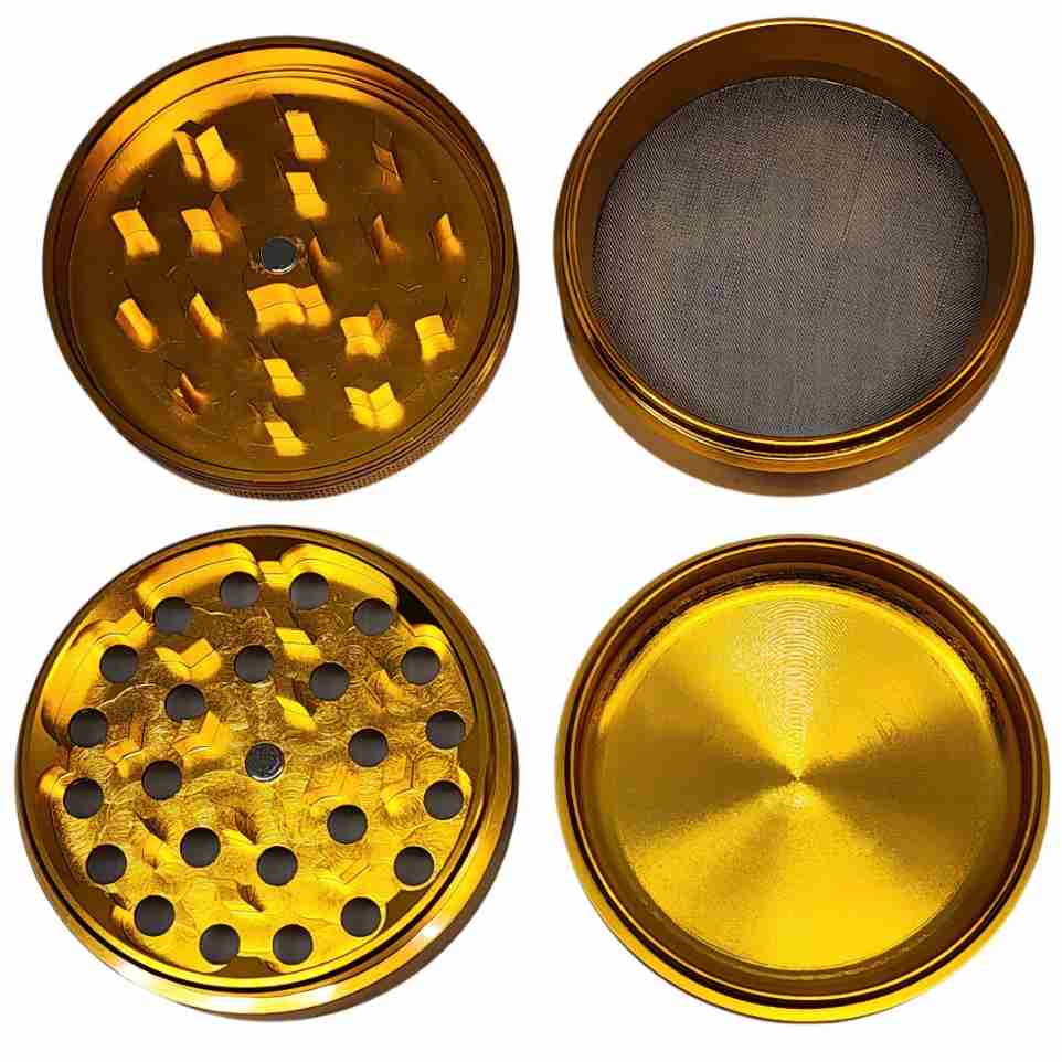 Origin Omni - High Quality Aluminum Herb Grinder with Screen - 4 Parts - 2.5 Inch - 4 part open view