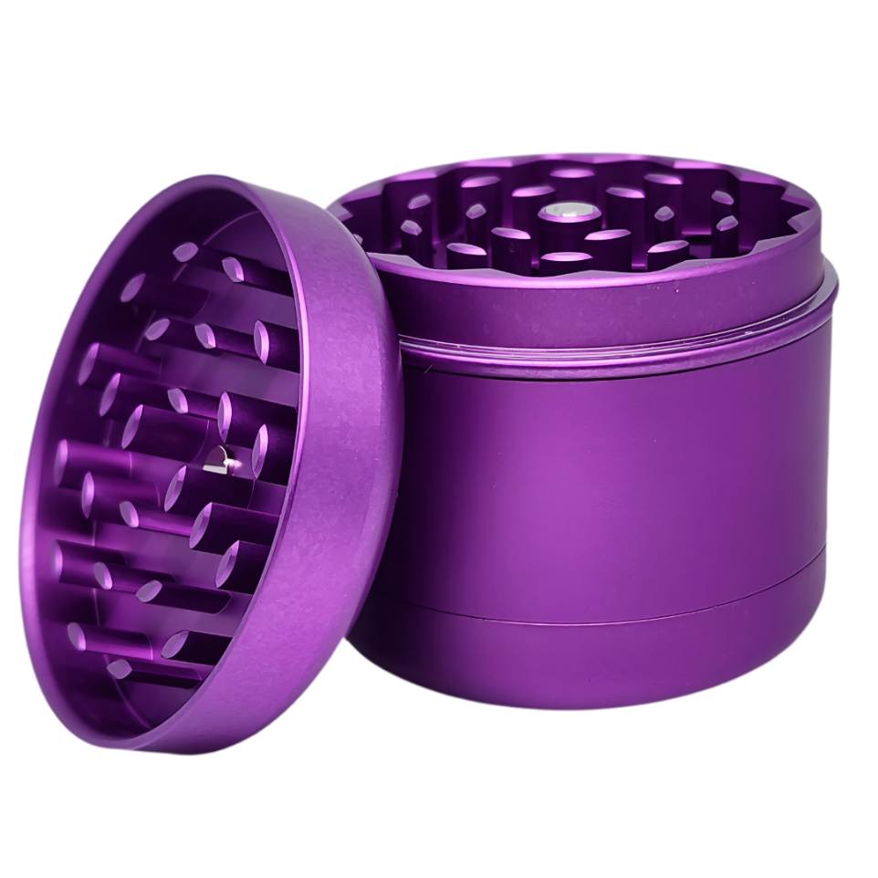 Origin Evo - Smooth Edge High Quality Aluminum Grinder with Sifter - 4 Parts - 2.2 Inch - Open Side View