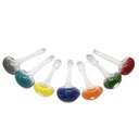 White Frit Glass Handpipe with Colored Head and Carb Hole by Glass with Jeremy