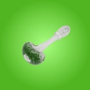 White Frit Glass Handpipe with Colored Head and Carb Hole by Glass with Jeremy