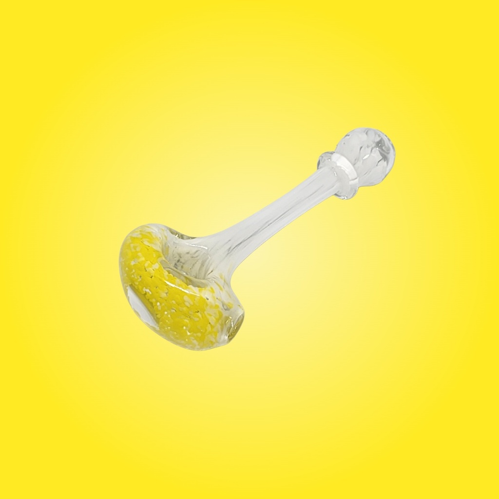 White Frit Glass Handpipe with Colored Head and Carb Hole by Glass with Jeremy