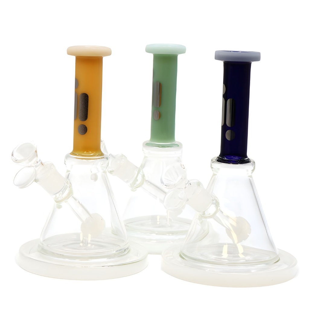 10 Inch Infyniti Mini Beaker Style Glass Bong with Fixed Showerhead Perc and Large Base - all