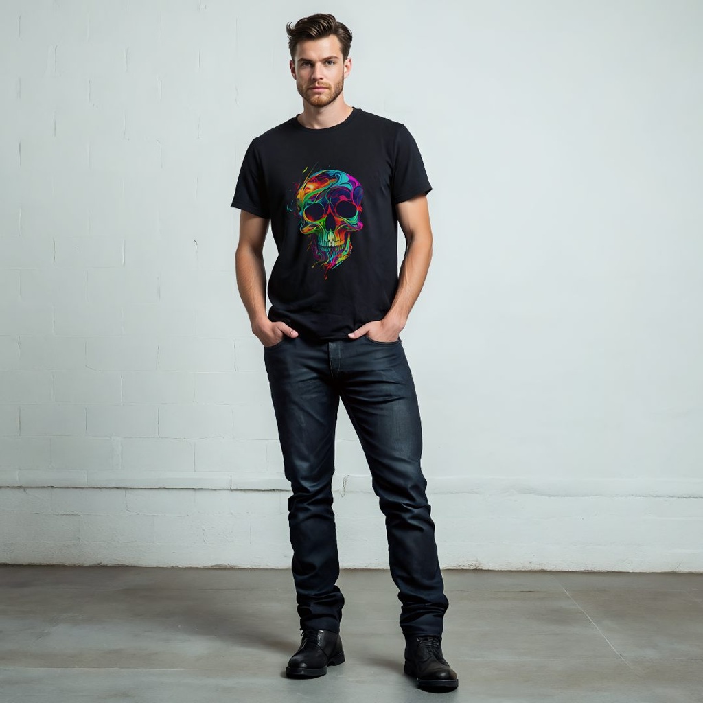 Trippy Melting Skull Organic Cotton T-Shirt by Sanctum Fashion