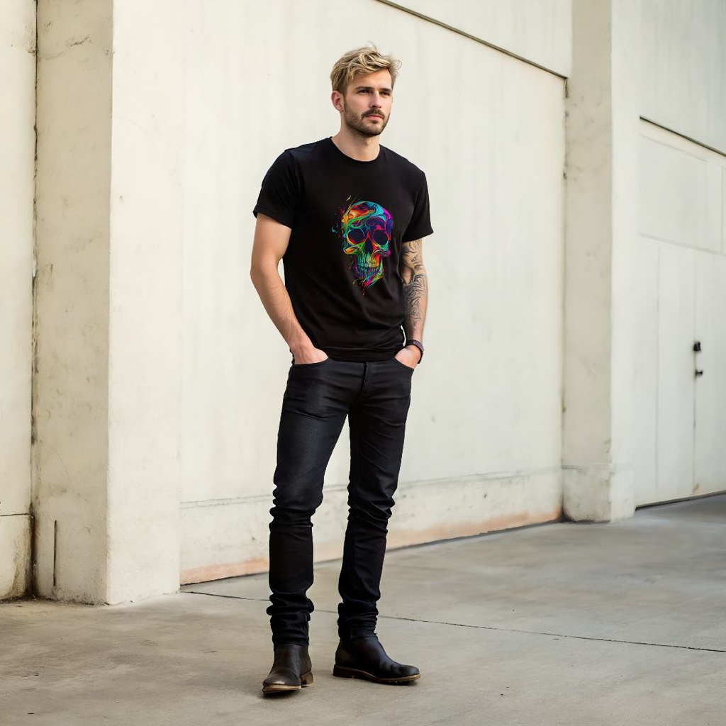Trippy Melting Skull Organic Cotton T-Shirt by Sanctum Fashion