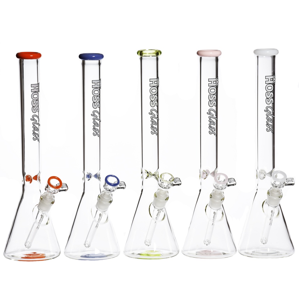 Hoss Glass 16 Inch 5mm Beaker Bong Slim Tube and Color Accents H127