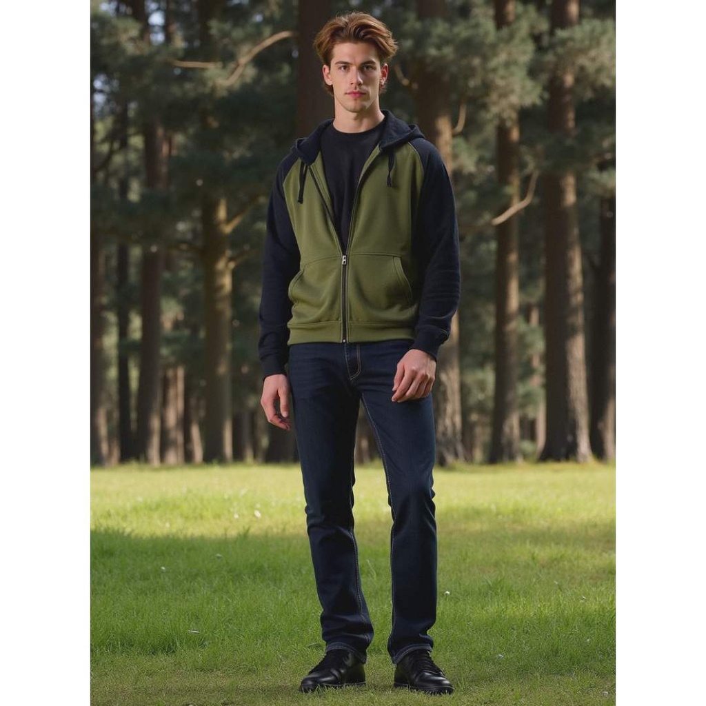 Men's Hemp 2 Tone Zip Hoodie with Pockets by Eco-Essentials