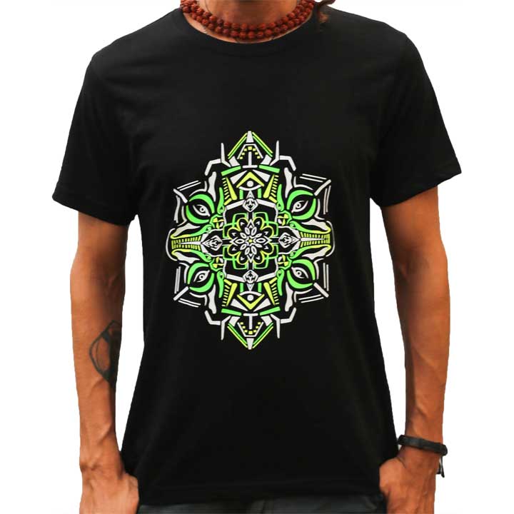 MUKUT MANDALA UV + Glow in Dark Psychedelic Men's T-Shirt