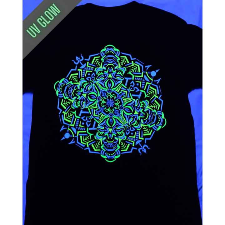 MUKUT MANDALA UV + Glow in Dark Psychedelic Men's T-Shirt