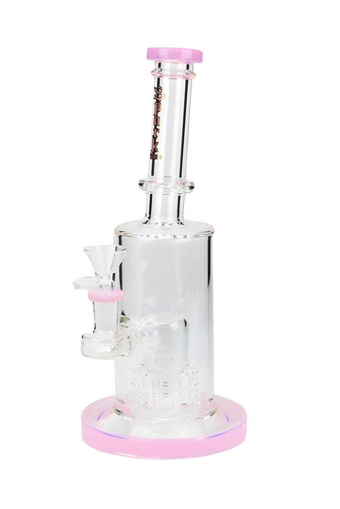 Spark 10 Inch Stemless Glass Bong with Matrix Percolator- Pink