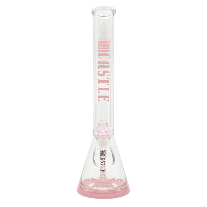 18 Inch 9mm Beaker Bong with Color Accents with Ultra Thick Base from Castle Glass