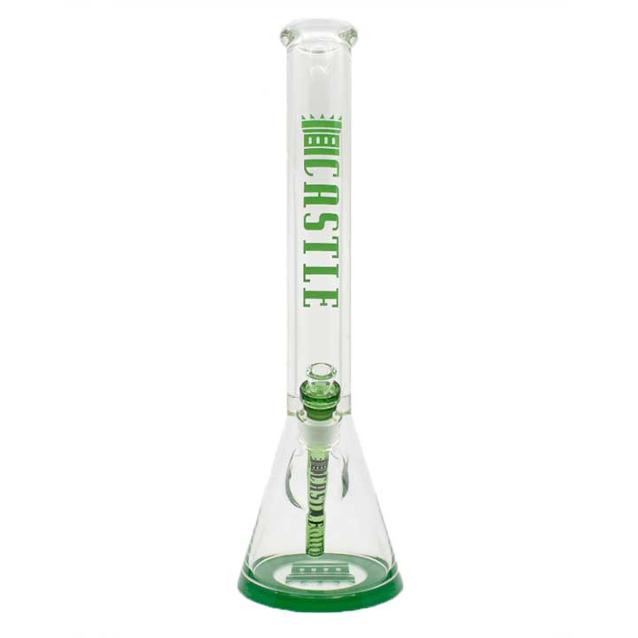 18 Inch 9mm Beaker Bong with Color Accents with Ultra Thick Base from Castle Glass