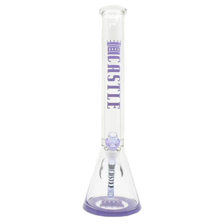 18 Inch 9mm Beaker Bong with Color Accents with Ultra Thick Base from Castle Glass