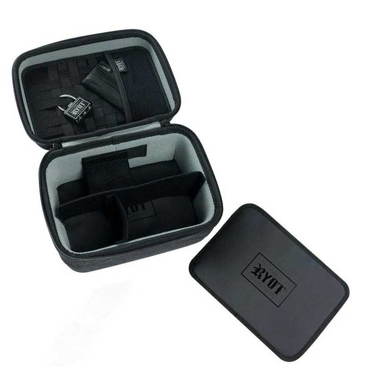 RYOT Safe Case Carbon Series with SmellSafe & Lockable Technology with Lock -- Large -- 4.0L