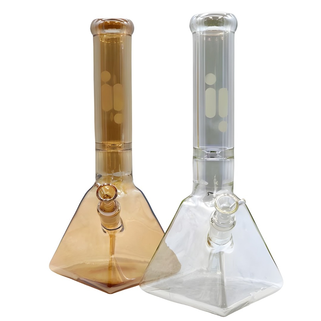 14 Inch Infyniti Metallic Mirror Finish Pyramid Base  Glass Bong with Ice Pinch - all