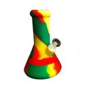 8 Inch Silicone Bong with Glass Bowl and Ice Catcher- Rasta