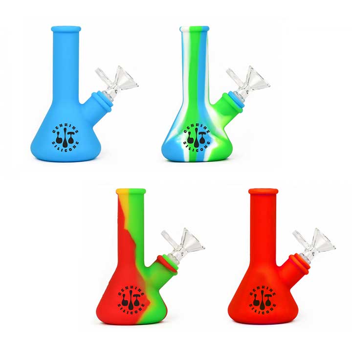 LIT SILICONE 5 Inch Silicone Mini Bong with Glass Bowl