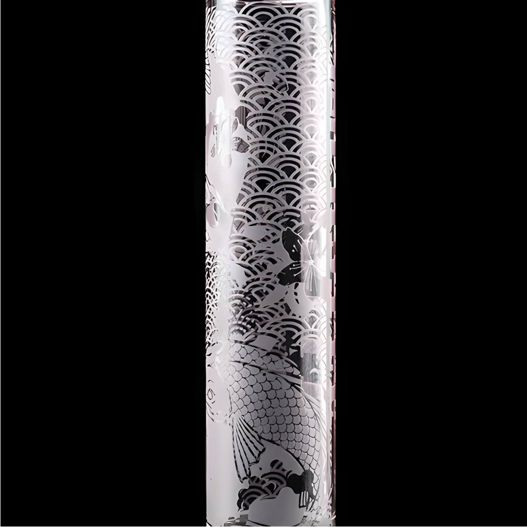 Castle Glassworks Koi Fish 16" Laser Etched Beaker Bong - 9mm Thick Borosilicate Glass - Tube