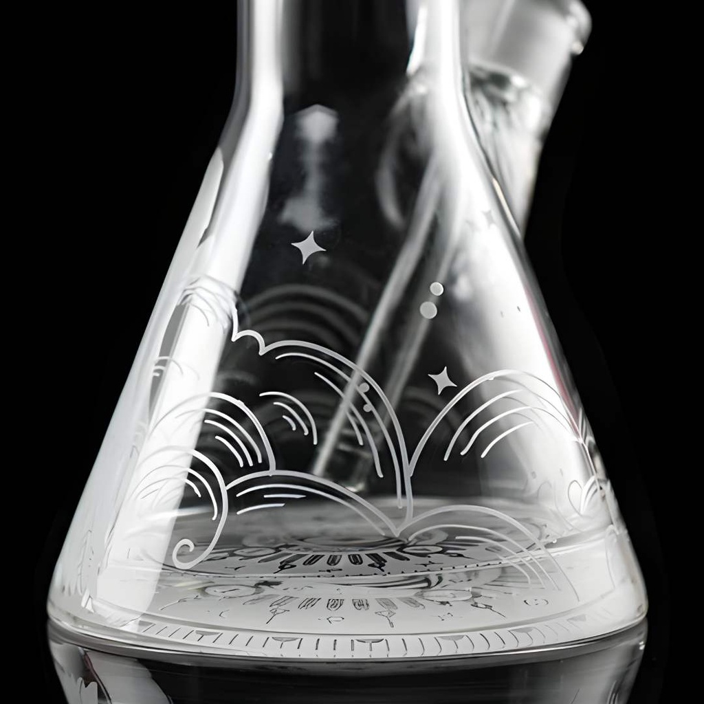 Castle Glassworks 18" Laser Etched Wolf Beaker Bong - 9mm Thick Borosilicate Glass - Base 2