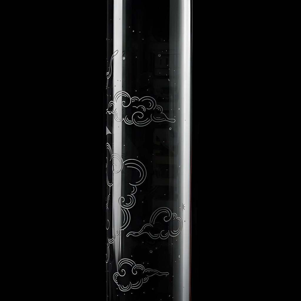 Castle Glassworks 18" Laser Etched Wolf Beaker Bong - 9mm Thick Borosilicate Glass - Tube 1