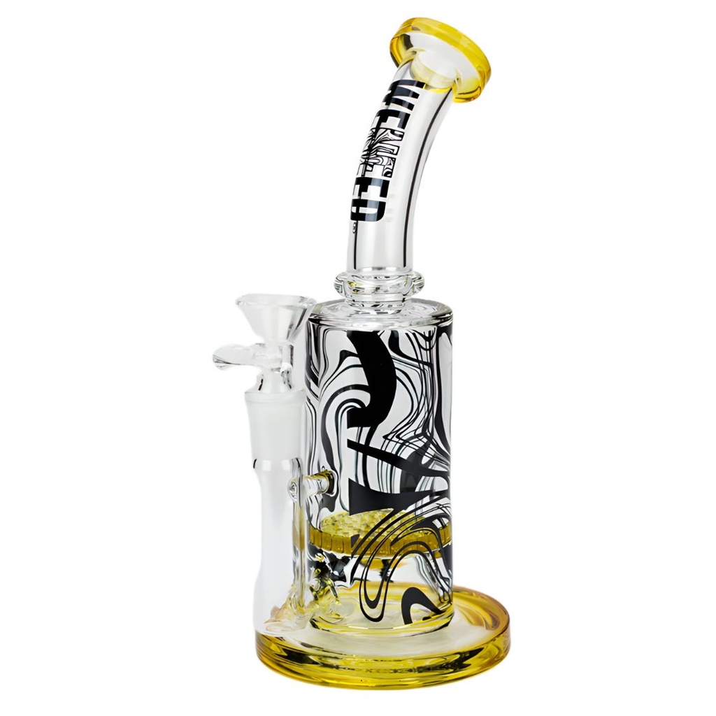 WENEED Dark Matter Honeycomb Percolator Water Pipe - Premium Borosilicate Glass - 8.5 Inch - Clear Yellow